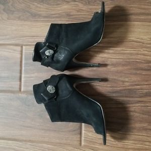 ALDO BLACK SUEDE OPEN TOE BOOTIE SIZE 6.5